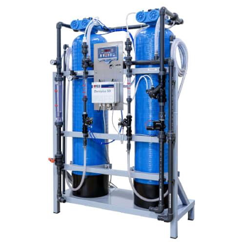 Demiplus automatic water demineralisation equipment by ion exchange resins environmental sustainability efficiency
