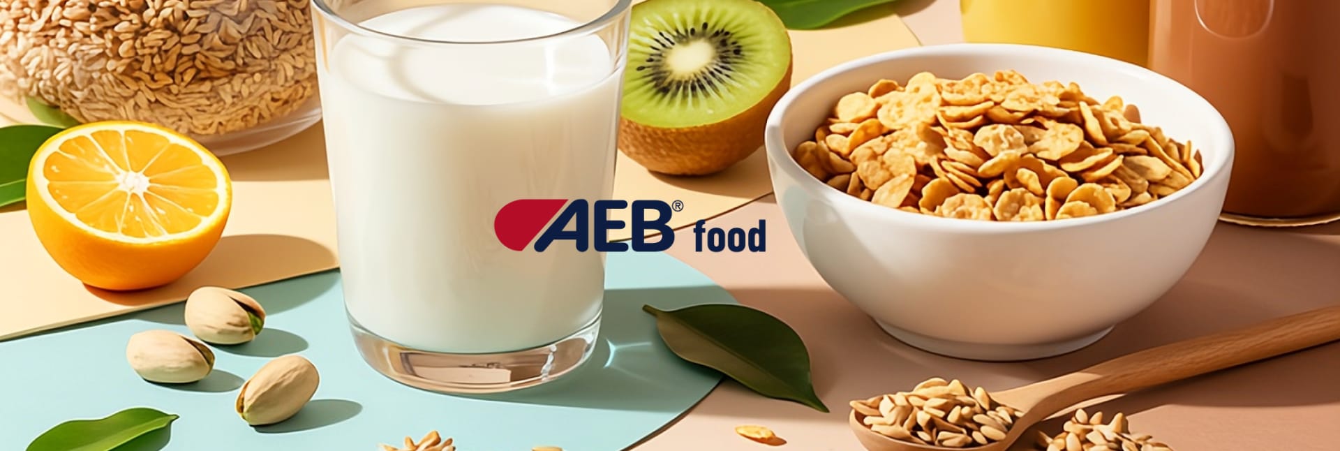 AEB logo with food & beverage products